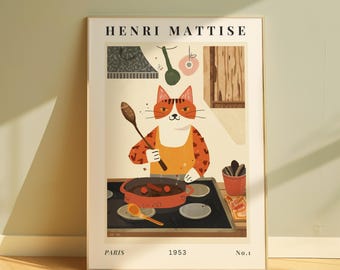 Matisse Katze Kunstdruck | Skurrile Küche Kochen Dekor
