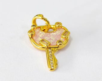 PANDORA Opalescent Pink Love Key Large Charm