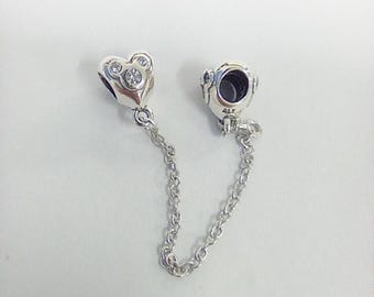 Pandora  Mickey Mouse Safety Chain Charms Bracelet Sterling Silver