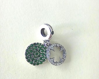 PANDORA Green Dazzling Clover Pendant Charm S925 ALE Sterling Silver