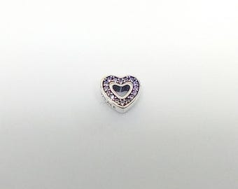 Pandora Sparkling Heart Petite Floating Locket Charm Sterling Silver