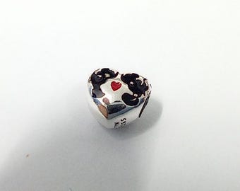 Pandora 925 silver  minnie & mickey mouse kiss kissing love believe in magic charm