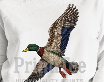 Faux Rhinestone Mallard Duck Flying , Digital Design, PNG and Sublimation , DTF, Hunting Shirt Design, Country
