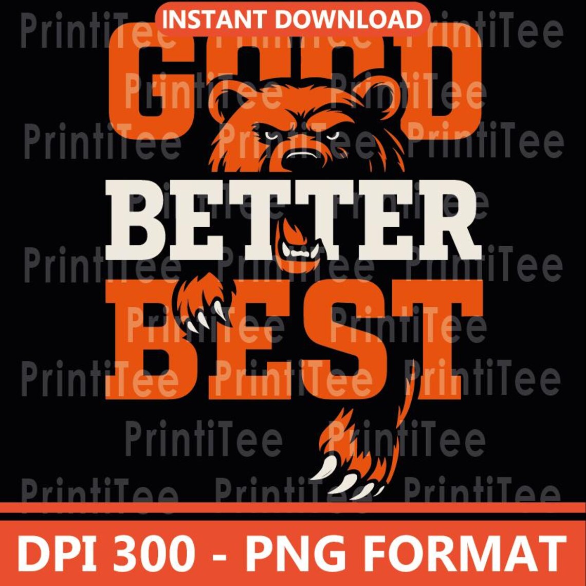 Good Better Best Bear PNG | Fierce Bear Head Clipart | Vintage Sports ...