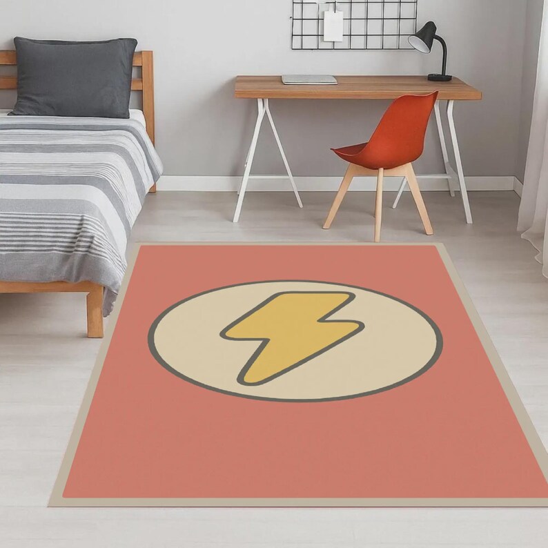 Lightning Bolt Kids Rug: Modern Cartoon Playroom Area Rug - Etsy