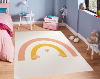Pastel Kids Room Mat, Gender Neutral Baby Shower Gift, Soft Playroom Decor
