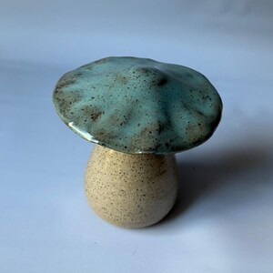 Large Ceramic Fruit Fly Trap – Seafoam Shroom of Doom – Handmade Stoneware