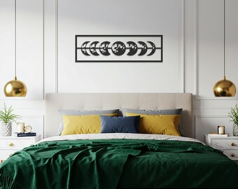 Moon Phases Metal Wall Art, Lunar Cycle Wall Decor, Modern Celestial Home Decoration, Astrology Inspired Gift for Moon Lovers and Home Decor