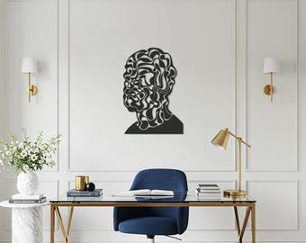Abstraktes menschliches Gesicht Metallwandkunst, modernes minimalistisches Wohndekor, zeitgenössisches Line Art-Wanddesign, einzigartiges Geschenk für Kunstliebhaber und Zuhause