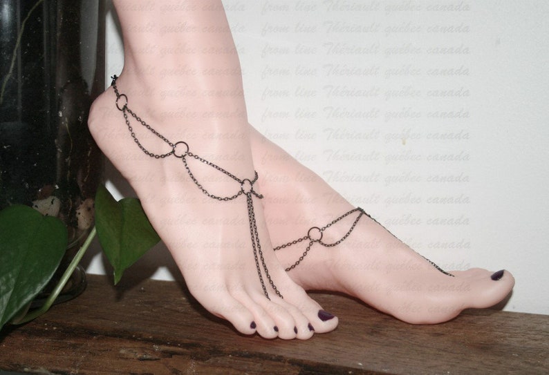 Foot slave bracelet adjustable with bronze tone chains m3 Etsy