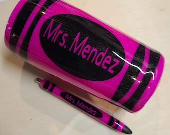 Print Crayon Style Pen and Tumbler Set