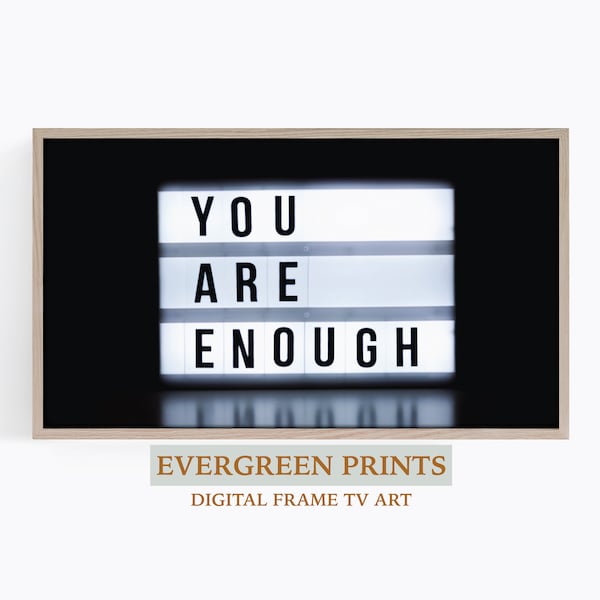 You Are Enough Neon Sign Photograph Samsung Frame TV Art | Frame TV Digital Art | Motivational Words | Game Room Decor | Quotes | Fun Decor