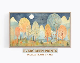 Folkart Landscape Samsung Frame TV Art | Frame TV Digital Art | Fall TV Art | Autumn Farmhouse Decor | Cozy Home Decor | Folkart tv art