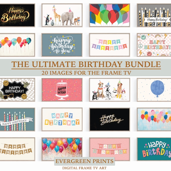 Samsung Frame TV Art Birthday Bundle For Birthday Party TV Art Set of 20 tv Art Bundle For Birthday Party