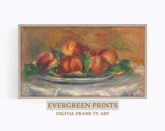 Vintage Still Life Peaches Fruit Painting Samsung Frame TV Art | Frame TV Art | Vintage Art | Kitchen Decor | Peach Decor | Farmhouse Decor