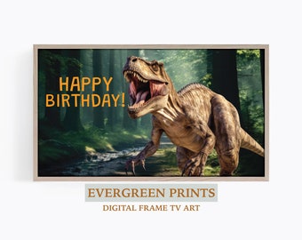 Happy Birthday Dinosaur Party Samsung Frame TV Art | Digital Frame TV Art | Birthday Party Decor | Dino Birthday | First Birthday Decor