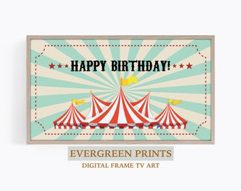 Happy Birthday Circus Party Samsung Frame TV Art | Digital Frame TV Art | Birthday Party tv Art | Vintage Circus Birthday tv Art