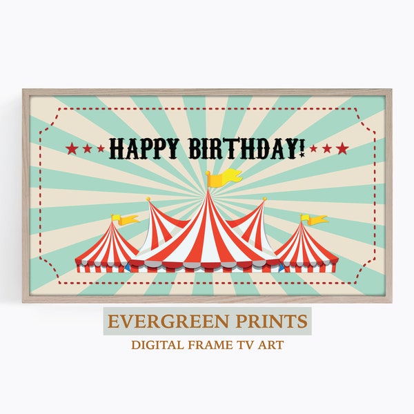 Happy Birthday Circus Party Samsung Frame TV Art | Digital Frame TV Art | Birthday Party tv Art | Vintage Circus Birthday tv Art