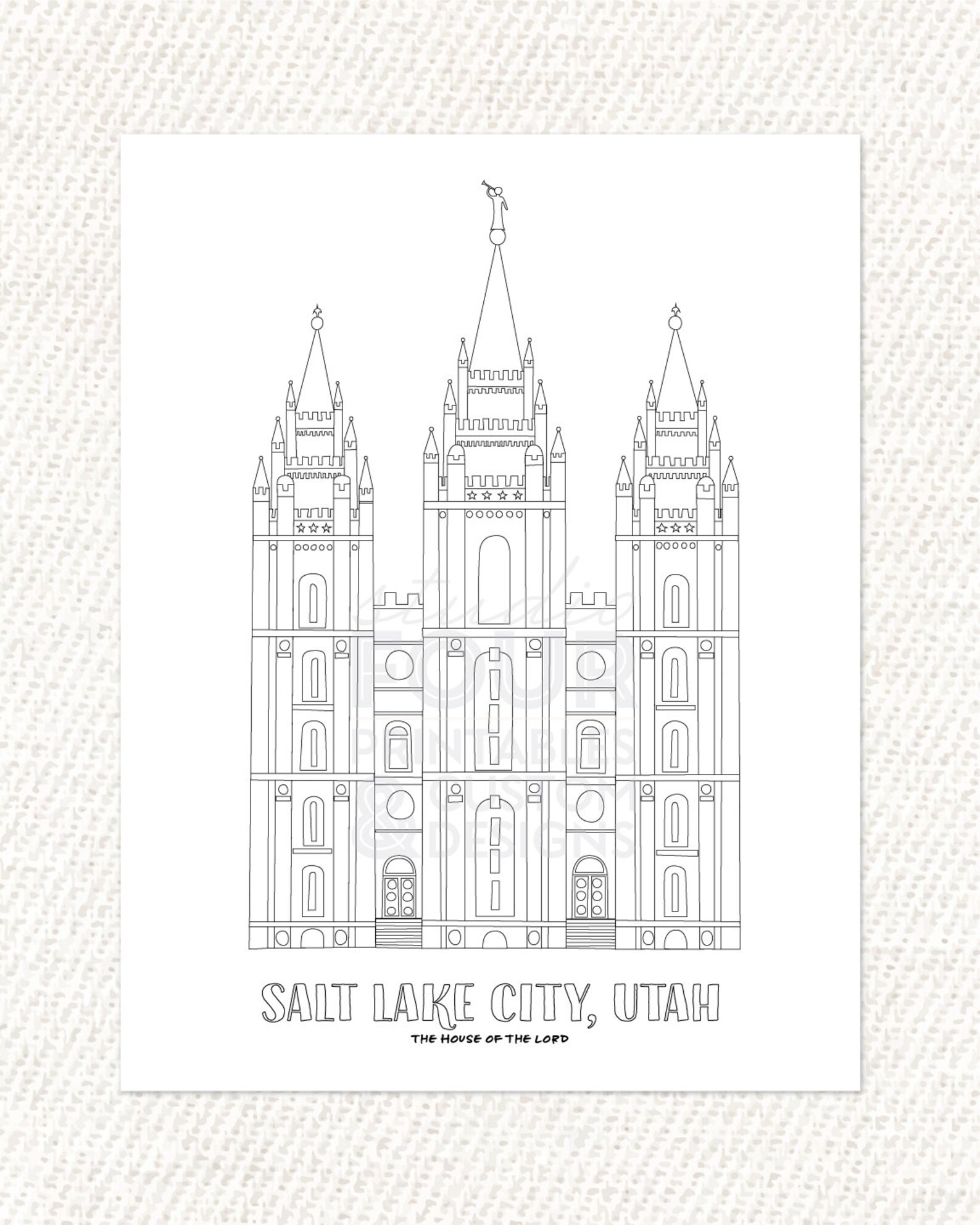 PRINTABLE Salt Lake City LDS Temple Coloring Page PDF | Etsy