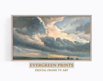 Vintage Cloud Painting Samsung Frame TV Art | Vintage Cloud TV Art | Vintage tv Art | Farmhouse tv Art | Vintage Landscape tv Art