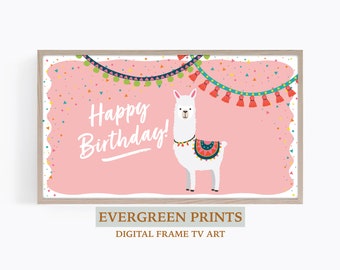 Happy Birthday Llama Samsung Frame TV Art | Digital Frame TV Art | Birthday Party tv Art | Llama Birthday tv Art | Llama tv Art