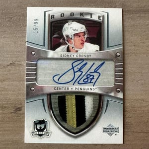 Sidney Crosby Signed Rookie 2005-06 Upper Deck Autograph Facsimile Hockey Novelty Card. Pittsburgh Penguins.