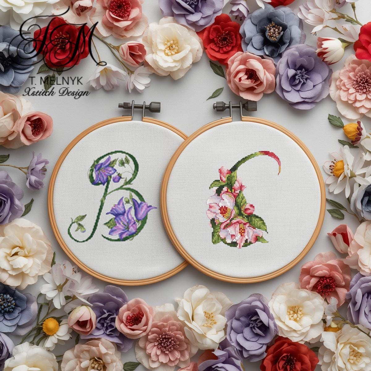 Floral Pattern C Floral Letter C Cross Stitch Pattern: Botanical Alphabet (PDF) - Etsy