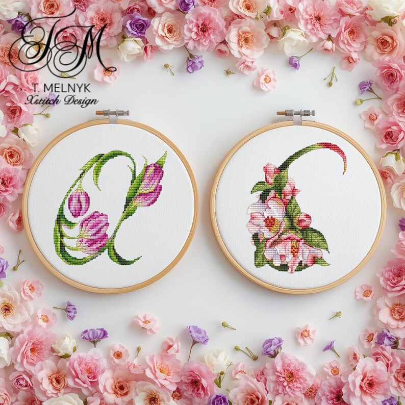 Floral Pattern C Floral Letter C Cross Stitch Pattern: Botanical Alphabet (PDF) - Etsy