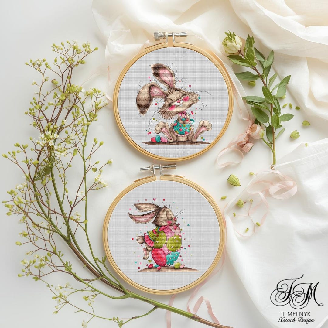 Funny Easter Bunny Cross Stitch Pattern Set PDF Download - Etsy