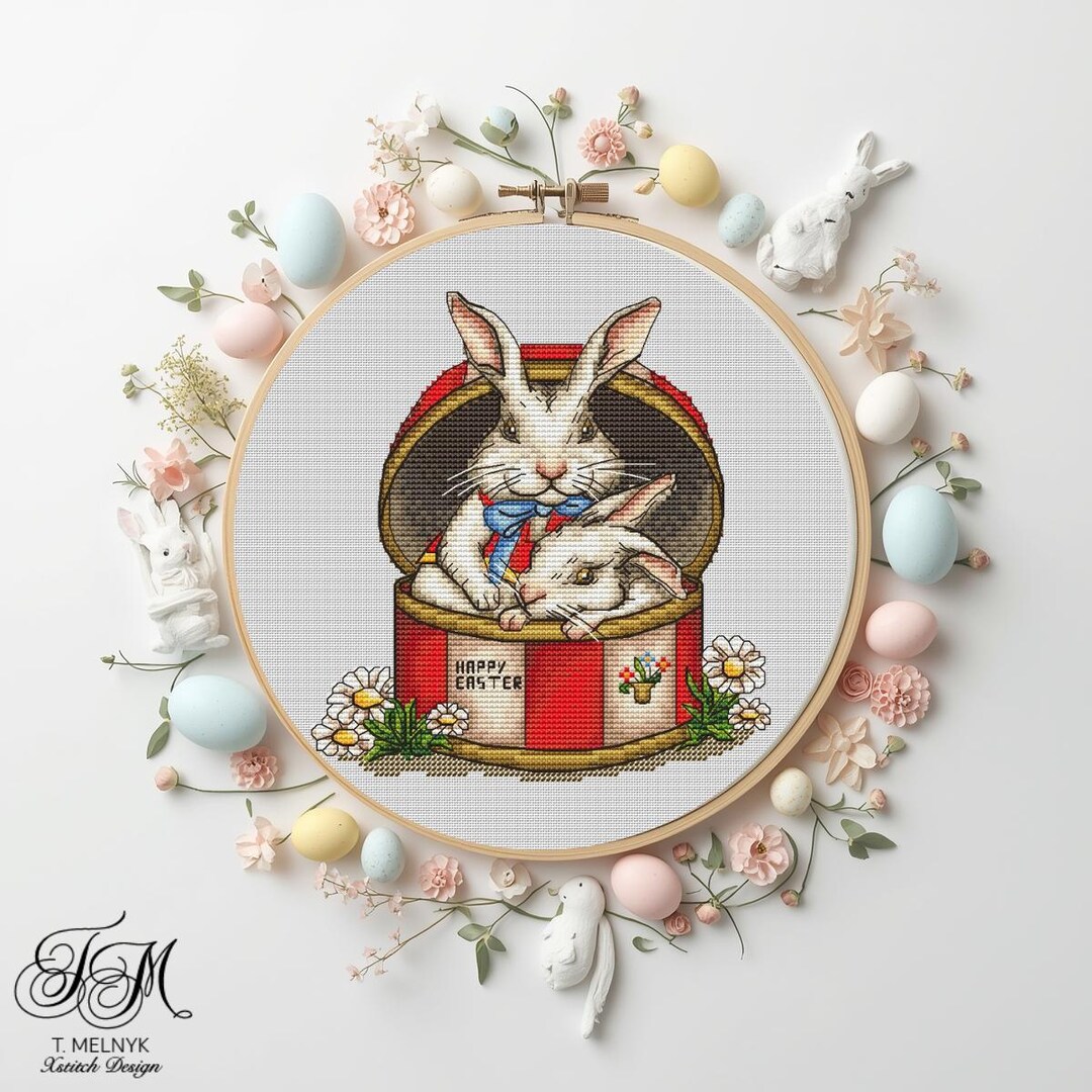 Easter Bunny Cross Stitch Pattern | Rabbit Embroidery PDF Pattern - Etsy