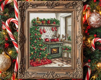 Cozy Christmas Kitchen Cross Stitch Pattern | Festive Holiday Decor | Winter Home Embroidery PDF