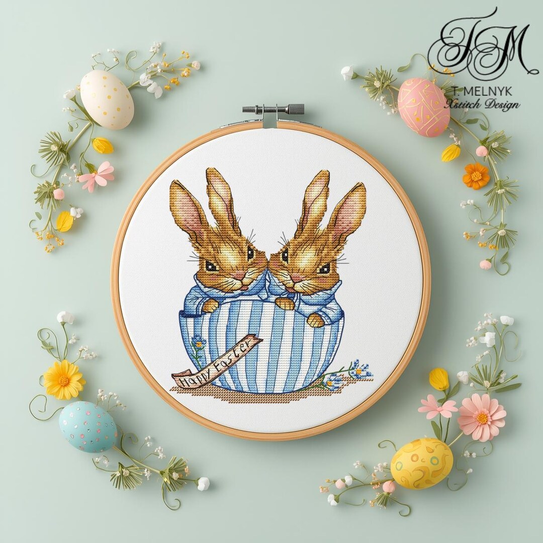 Cute Easter Bunny Cross Stitch Pattern | Instant PDF Download - Etsy