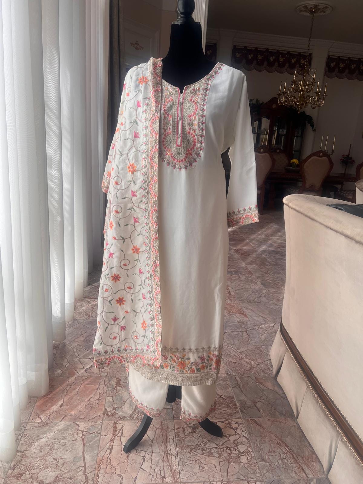 Embroidered Cotton Silk Salwar Kameez With Dupatta: Indian Ethnic Suit ...