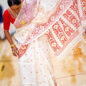 Tussar Jamdani Pure Silk Saree with silkmark, Blouse Piece and Fall pico done