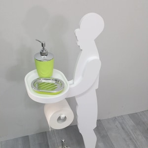 Exclusive Toilet Roll Holder-Wooden Toilet Brush with Soap Dish Set Handmade Bathroom Accessory Statue Bathroom Organizer stand unique gift