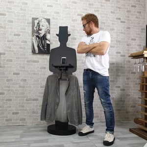 Men's Coat & Suit Rack-Handmade wooden Clothes Hanging Statue Bedroom Decor Clothing Holder Accessory-jacket hanger Gastone in matt black