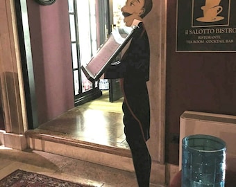 Wooden welcome Bar sign Holder-Cafe Entrance Display Stand handmade sculpture Suitable Menu Sign holder Customizable Statue Gift for Him
