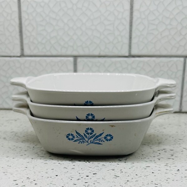 Vintage Corning Ware - Blue Cornflower Petite Pans  - Lot of 3