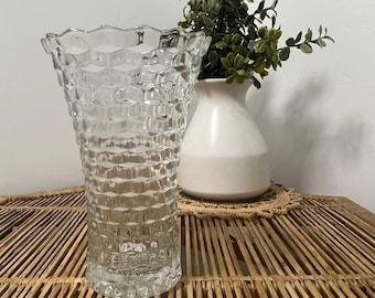 Lovely Vintage Homco 8” Clear Cubist Vase