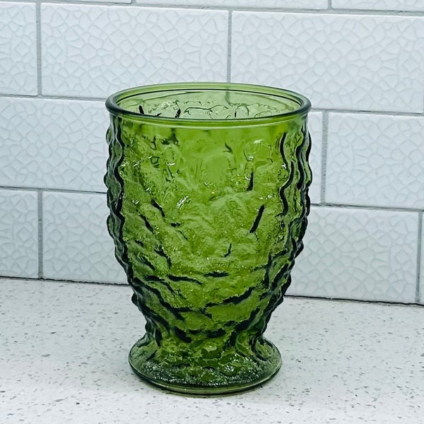 Lovely Vintage E.O. Brody Emerald Green Crinkle Glass Vase -  Green Glass Vase 1970’s