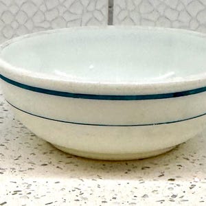 Lovely Vintage Pyrex Ware Teal Blue Double Rings Milk Glass Cereal Bowl