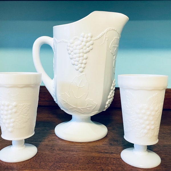 Footed Glass Pitcher Etsy