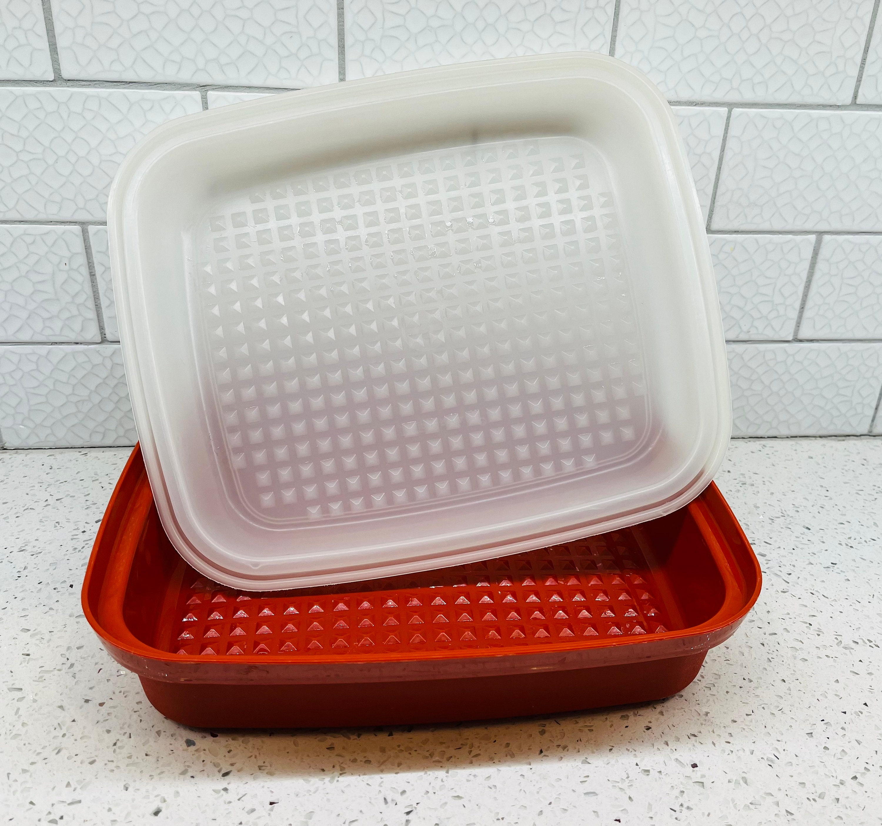 Vintage 70's Tupperware Deli Cold Cuts Cheese Keeper Marinade Container  Excellent Condition, Paprika Tupperware 1292 Frig Storage Container