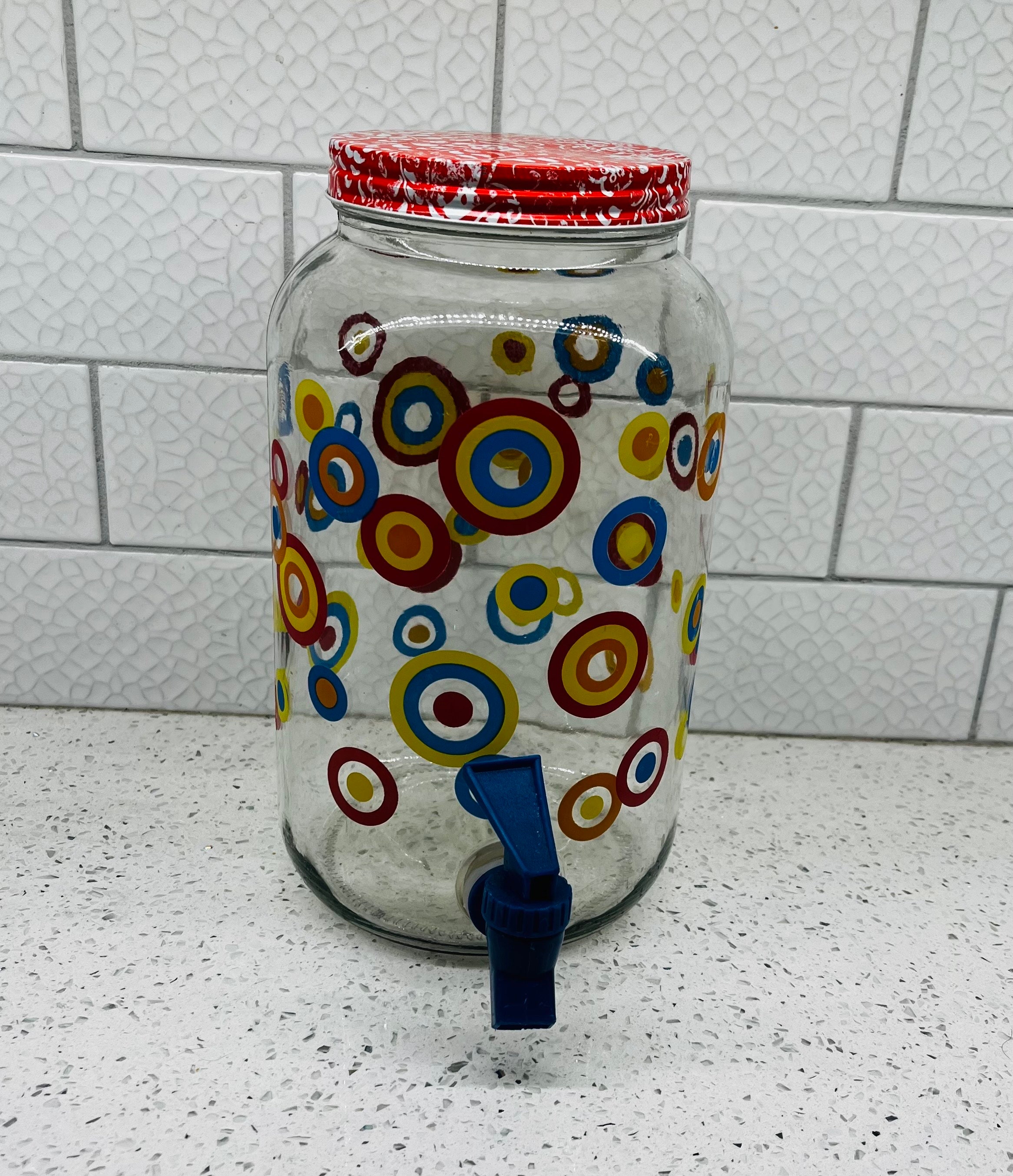 vintage glass refrigerator jar, tea jar / water cooler for