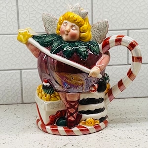 Lovely Retired Vintage Dept 56 Sugar Plum Fairy Ceramic Hand Painted Pitcher