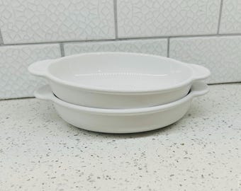 Vintage Casser-ette Corning Ware White Individual Oval 14 oz. Casserole Dishes - Set of 2 - Corning Ware P-14-B Casser-ette Dish #6231
