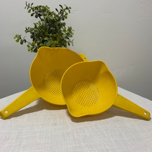 Vintage Yellow Tupperware Strainers - Set of 2 1200-2 and 1523-3
