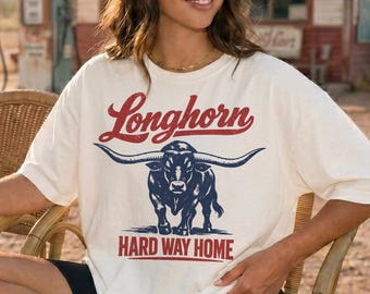 Vintage Longhorn Western T-Shirt, Comfort Colors Garment-Dyed Tee