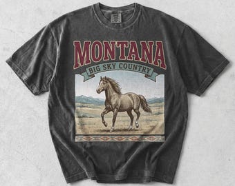 Vintage Montana Horse Graphic Tee, Big Sky Country Comfort Colors Shirt