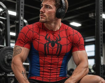 Camiseta de natación con protección UV Spider Hero 3D para niños y adultos.